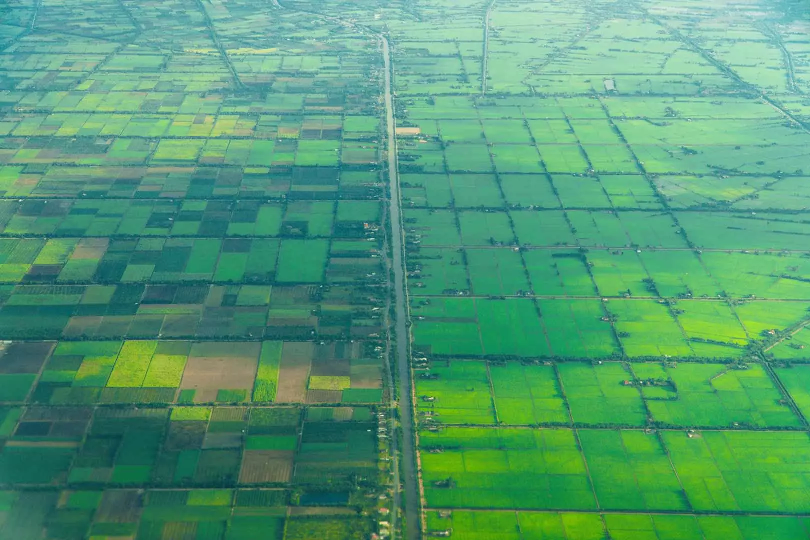 countryside view in the air through the fog and cloud for acreage reporting